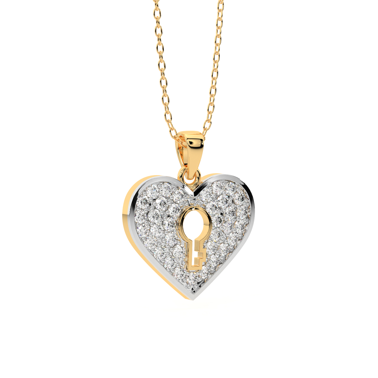 Lock Heart Diamond Pendant